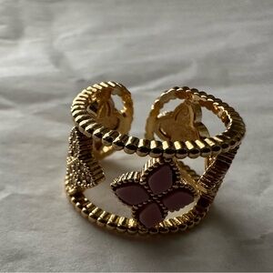18k Gold plated, & Pink Floral Women's ring